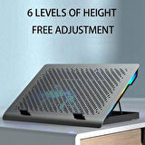 Coverzone Şok Soğutma Profesyonel Dizüstü Bilgisayar Notebook Soğutucu Laptop Stand Işıklı Oyuncu Laptoplarına Özel Tek Büyük Fanı İle Hızlı Soğutma 2 USB Giriş S601