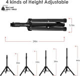 Coverzone Profesyonel Taşınabilir Hoparlör Stant Ayarlanabilir Uzatma 76cm ila 111cm PA DJ Kısa Tripod Standı Mini Hoparlör Standı Uyumlu Ekleme Emniyet Pimi Hoparlör Ayak J-01