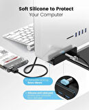 Coverzone 5Gbps USB 3.0 Hub Kelepçe Adaptörü, Ekstra Güç Kaynağı Bağlantı Noktası ve 4.92 FT Veri Kablosu ile Alüminyum 4 Portlu USB Bölücü, USB Genişletici MH4PU - Siyah