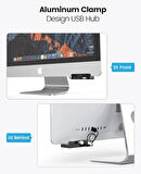 Coverzone 5Gbps USB 3.0 Hub Kelepçe Adaptörü, Ekstra Güç Kaynağı Bağlantı Noktası ve 4.92 FT Veri Kablosu ile Alüminyum 4 Portlu USB Bölücü, USB Genişletici MH4PU - Siyah