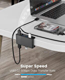 Coverzone 5Gbps USB 3.0 Hub Kelepçe Adaptörü, Ekstra Güç Kaynağı Bağlantı Noktası ve 4.92 FT Veri Kablosu ile Alüminyum 4 Portlu USB Bölücü, USB Genişletici MH4PU - Siyah