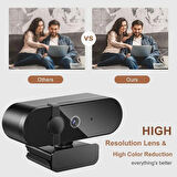 Coverzone WebCam 4K Konferans Kamera Gizlilik Bandı Dahili Mikrofon Chat Görüntülü Sohbet Yayın Kamerası HD Video Web Kamerası 813