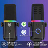 Coverzone Profesyonel Stüdyo Mikrofon Kayıt Condenser Masaüstü Canlı Yayın Mikrofonu PC USB C, Oyun, Podcast, Kayıt, Yayın, ASMR Sessiz/Eko, Telefon Adaptörü, Mac, Windows ile Uyumlu KD8 - Siyah