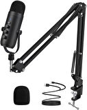 Coverzone Bilgisayar Standlı Mikrofon Profesyonel Podcast Mikrofon Kiti Tak Çalıştır USB Kablolu Pc Dizüstü Bilgisayar Için Vlog Canlı Yayın (K66S)