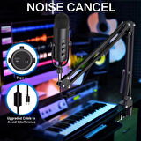 Coverzone Bilgisayar Standlı Mikrofon Profesyonel Podcast Mikrofon Kiti Tak Çalıştır USB Kablolu Pc Dizüstü Bilgisayar Için Vlog Canlı Yayın (K66S)