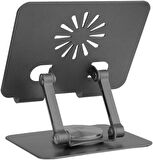 Coverzone Tablet Standı Katlanabilir Alüminyum Alaşımlı Yüksek Dayanıklı Malzeme Kaymaz Ayarlanabilir Çok Amaçlı Fonkiyonel iPad Uyumlu Stant ZR756