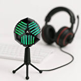 Coverzone RGB Profesyonel Stüdyo Mikrofon Kayıt Frekans aralığı: 50Hz – 16kHz Condenser Masaüstü Canlı Yayın Mikrofonu PC USB, Oyun, Podcast, Kayıt, Yayın, Mac, Windows ile Uyumlu GM-888