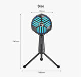 Coverzone RGB Profesyonel Stüdyo Mikrofon Kayıt Frekans aralığı: 50Hz – 16kHz Condenser Masaüstü Canlı Yayın Mikrofonu PC USB, Oyun, Podcast, Kayıt, Yayın, Mac, Windows ile Uyumlu GM-888