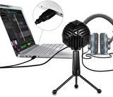 Coverzone RGB Profesyonel Stüdyo Mikrofon Kayıt Frekans aralığı: 50Hz – 16kHz Condenser Masaüstü Canlı Yayın Mikrofonu PC USB, Oyun, Podcast, Kayıt, Yayın, Mac, Windows ile Uyumlu GM-888