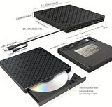 Coverzone 7in1 Harici USB 3.0 ve Type-C DVD-ROM DVD-RW Optik Sürücü, USB ve Type C Kablolu, PC, Tablet, DVD Player, Desenli Tasarım Ultra Slim CD ROM Okuyucu CV440
