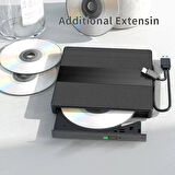 Coverzone Harici USB 3.0 ve Type-C DVD-ROM DVD-RW Optik Sürücü, USB ve Type C Kablolu, PC, Tablet, DVD Player, Çizgili Metal Tasarım Ultra Slim CD ROM Okuyucu X350
