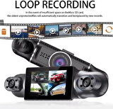 Coverzone HD Araç kamerası 3.0inç IPS Ekran, Geniş Görüş Açısı Ön Arka ve Araç içi 4 Kamera Kanal Desteği, FHD 1920 * 1080P 30fps, TF Kart Desteği Dash Cam (S8)