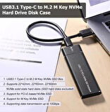 Coverzone M2 SSD Harici Okuyucu ve Yazıcı 10 Gbps Type-C Harici Bellek Kart Okuyucu NVME - NGFF/USB 3.1-3.2 CHC-M2 - ZR965