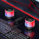 Coverzone Borofone Çiftli RGB Işıklı Kablolu veya Kablosuz Stereo Speaker Bluetooth Hoparlör Taşınabilir Hoparlör Ofis ve Ev TV ve Bilgisayar için Kablosuz Hoparlör BP12