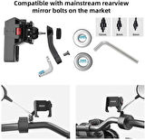 Coverzone Motosiklet ve Scooter için Dikiz Ayna Uyumlu Telefon Tutucu Orijinal Malzeme Yüksek Kalite Universal Modellere Uyumlu Kolay Kurulum PB11 Plus