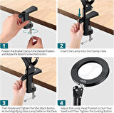 Coverzone Kıskaçlı Yuvarlak 6.3 inç (16cm) Stüdyo Işık ve Tripod Fotoğraf Makinesi Kamera Youtuber Twich Yayıncı Işığı - NB35