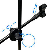 Coverzone  Mikrofon ve Tablet Stant 190cm Maksimum Uzunluk Multi Fonksiyonel 2in1  Katlanabilir Açısı Ayarlanabilir Zemin Üstü - Model 103SP