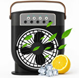 Coverzone Şarjlı Mini Buharlı Hava Soğutucu, Taşınabilir Portatif Mobil Sulu Klima, 3 Rüzgar Hızı, 3 Sis Modu, Buzlu Vantilatör 5 Sprey Delikli ile LED Işıklı CRV-002 (Siyah)