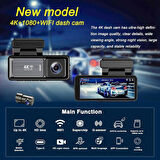 Coverzone MINI Çift Lensli WiFi GPS Dash Kamera - 4K Ön Kamera & 1080P Arka Kamera, Gece Görüşü, Park Modu, Geniş Açılı Lens, Döngüsel Kayıt, 128GB SD Kart Desteği (Dahil değildir) M6