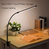 Coverzone Led Masa Lambası - 12W USB, Esnek Kol, Klipsli, 3 Renk Sıcaklığı, Kısılabilir Dimmerli SY-555