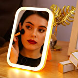 Coverzone Taşınabilir LED Makyaj Aynası 12×16 cm, 3 Renk Modu, Dokunmatik Parlaklık, Şık Tasarım | A14