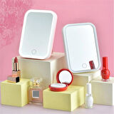 Coverzone Taşınabilir LED Makyaj Aynası 12×16 cm, 3 Renk Modu, Dokunmatik Parlaklık, Şık Tasarım | A14