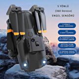 Gorilla Falcon 16 720P HD (2 Bataryalı) Android iOS Uyumlu 360 Derece Engel Sensörlü Kameralı Drone