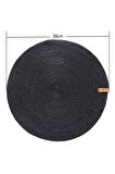 PeyHome Amerikan 36 cm Yuvarlak Siyah Yıkanabilir Örme Amerikan Servis Takımı 4 Kişilik
