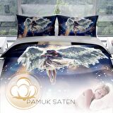 Cattleya Angela 3D Temalı Pamuk Saten Çift Kişilik Nevresim Takımı