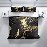 Cattleya Black Design 3D Temalı Pamuk Saten Çift Kişilik Nevresim Takımı