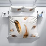 Cattleya Feather 3D Temalı Pamuk Saten Çift Kişilik Nevresim Takımı