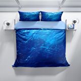 Cattleya Middle Sea 3D Temalı Pamuk Saten Çift Kişilik Nevresim Takımı