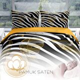 Cattleya Zebra Feather 3D Temalı Pamuk Saten Çift Kişilik Nevresim Takımı