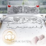 Cattleya Angel 3D Temalı Pamuk Saten Çift Kişilik Nevresim Takımı