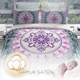 Cattleya Focus 3D Temalı Pamuk Saten Çift Kişilik Nevresim Takımı