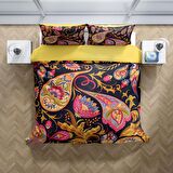 Cattleya Indian 3D Temalı Pamuk Saten Çift Kişilik Nevresim Takımı