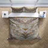 Cattleya Marble 3D Temalı Pamuk Saten Çift Kişilik Nevresim Takımı