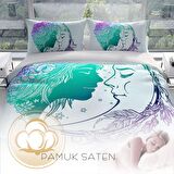 Cattleya Moon 3D Temalı Pamuk Saten Çift Kişilik Nevresim Takımı