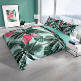 Monohome Perlasera Flamingo II 3D Temalı Pamuk Saten Çift Kişilik Nevresim Takımı