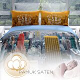 Monohome Perlasera New York 3D Temalı Pamuk Saten Çift Kişilik Nevresim Takımı