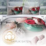 Monohome Perlasera Rose Love 3D Temalı Pamuk Saten Çift Kişilik Nevresim Takımı