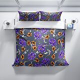 Cattleya Floral 3D Temalı Pamuk Saten Çift Kişilik Nevresim Takımı