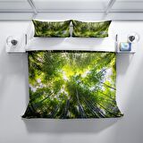 Cattleya Forest 1 3D Temalı Pamuk Saten Çift Kişilik Nevresim Takımı