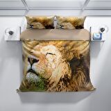 Cattleya Lion Hayvan Figürlü Pamuk Saten Çift Kişilik Nevresim Takımı