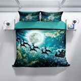 Cattleya Ny Deer 3D Temalı Pamuk Saten Çift Kişilik Nevresim Takımı