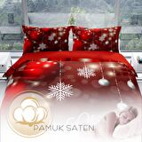 Cattleya Ny Flake 3D Temalı Pamuk Saten Çift Kişilik Nevresim Takımı