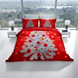 Cattleya Ny Noel 3D Temalı Pamuk Saten Çift Kişilik Nevresim Takımı