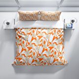 Cattleya Orange 3D Temalı Pamuk Saten Çift Kişilik Nevresim Takımı