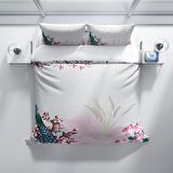 Cattleya Peacock 3D Temalı Pamuk Saten Çift Kişilik Nevresim Takımı