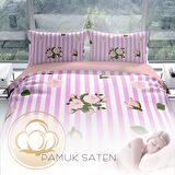Cattleya Pinkline 3D Temalı Pamuk Saten Çift Kişilik Nevresim Takımı